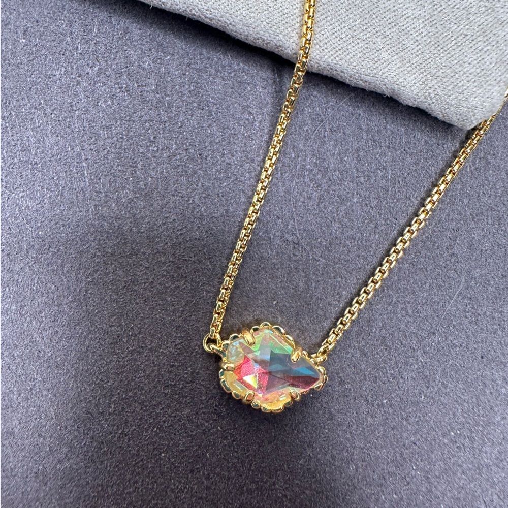 Kendra Scott Gold-Tone Iridescent Pendant Necklace 16-18” Adjustable NWT - Picture 5 of 10